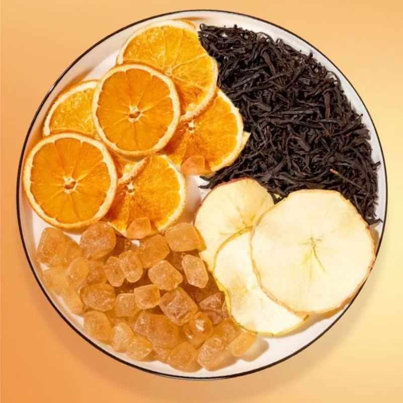 Apple, Hot Orange Tea Bag, Apple Slices, Orange Slices, Black Tea, Rock Sugar, Combined Tea, Sweet and Sour Fruit Tea, Autumn and Winter Hot Beverage for Infusion
