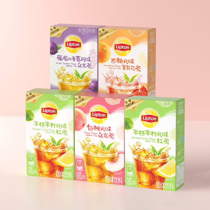 Lipton Winter Fruit Tea Mix, Instant Soluble Tea Powder for Hot Water, Assorted Flavors of White Peach, Lemon, Grape and Grapefruit, Fruit Infusion Drink