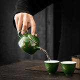 Load image into Gallery viewer, Vintage emerald teapot household Gongfu tea set