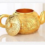 Load image into Gallery viewer, High-end gilded Vietnamese sand gold tea set Chinese-style set 1 tray, 1 pot, 4 cups, gold-plated tea cups, an excellent gift for making tea